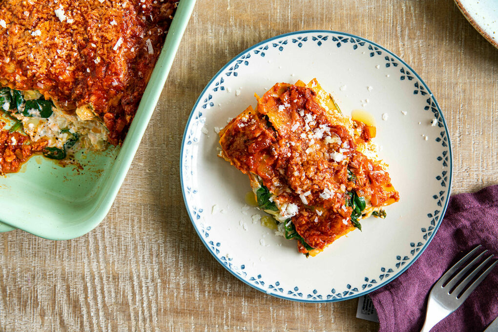 Artischocken-Spinat-Lasagne mit Ricotta und Käse