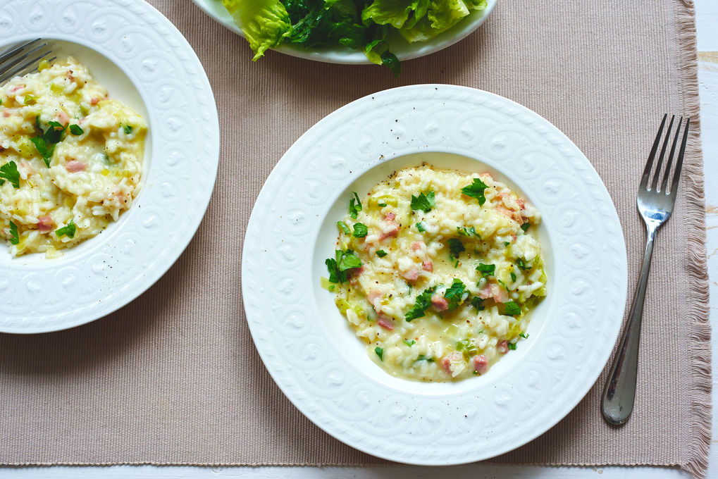 Cremiges Risotto mit Lauch und Speck