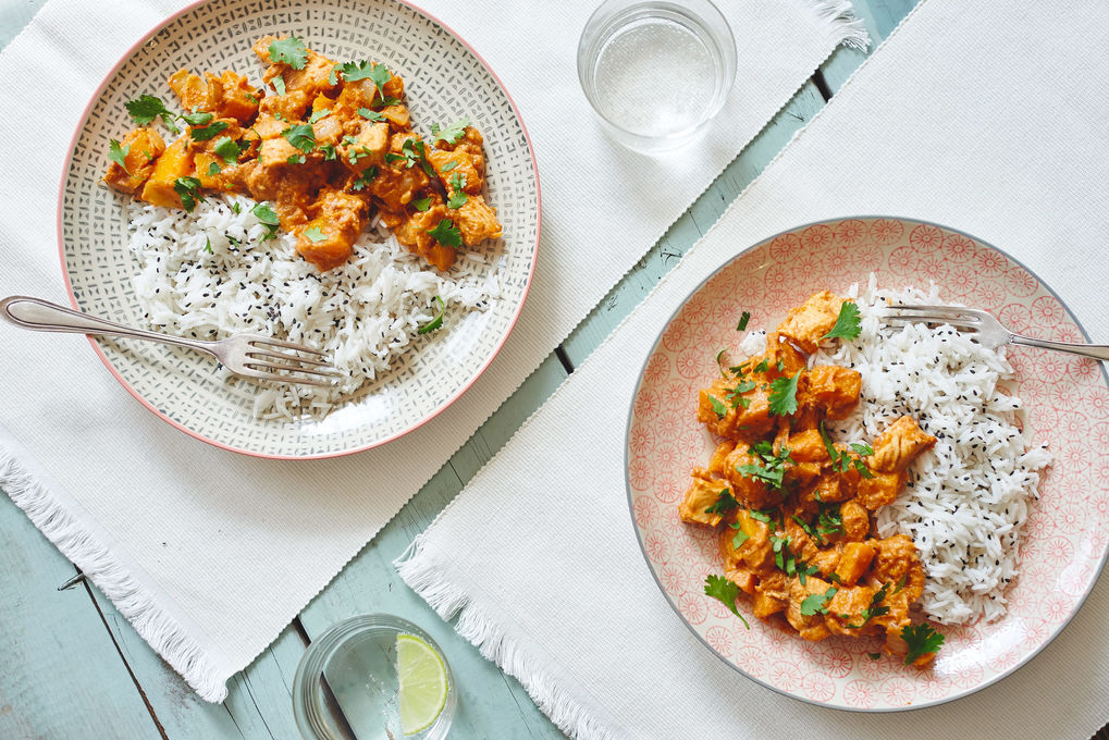 Chicken Masala mit Kürbis und Sesamreis