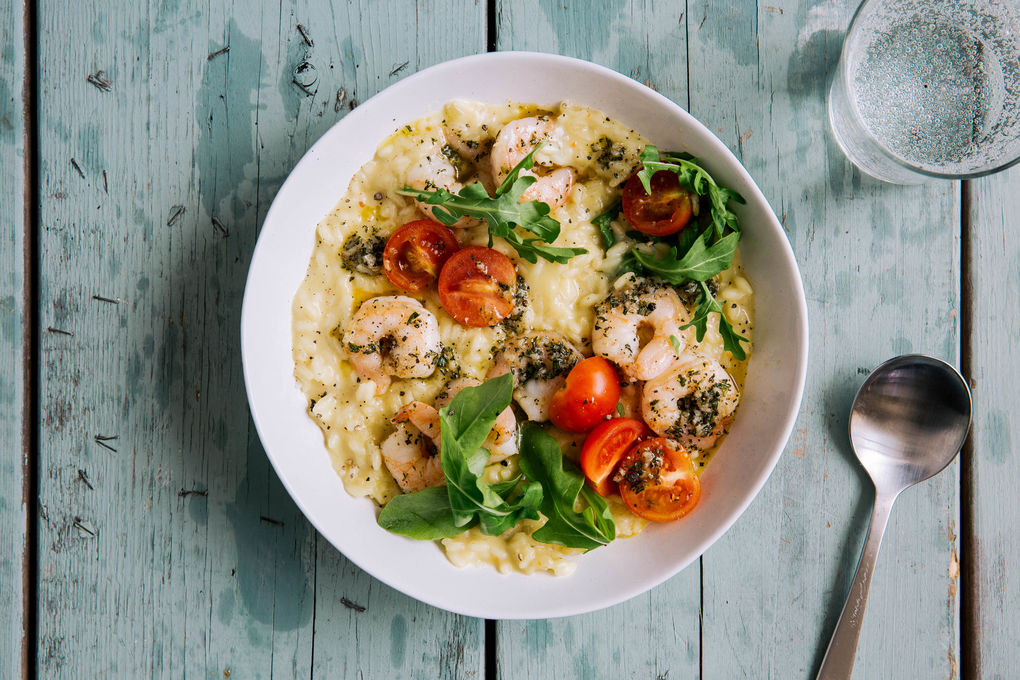 Saftiges Garnelen-Risotto mit Kirschtomaten