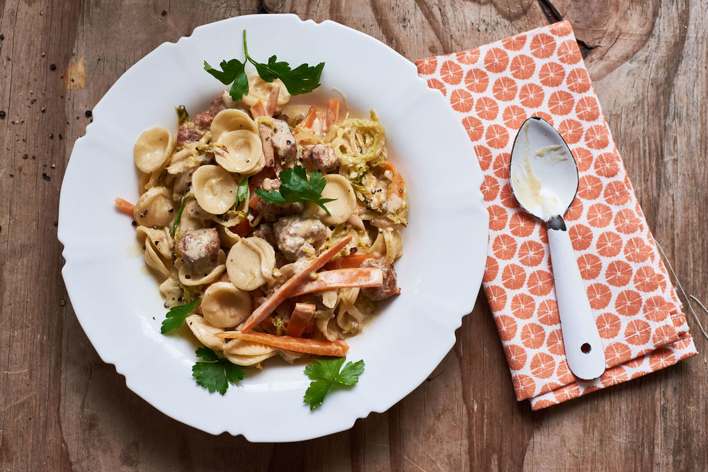 Cremige Salsiccia-Pasta mit Wirsing