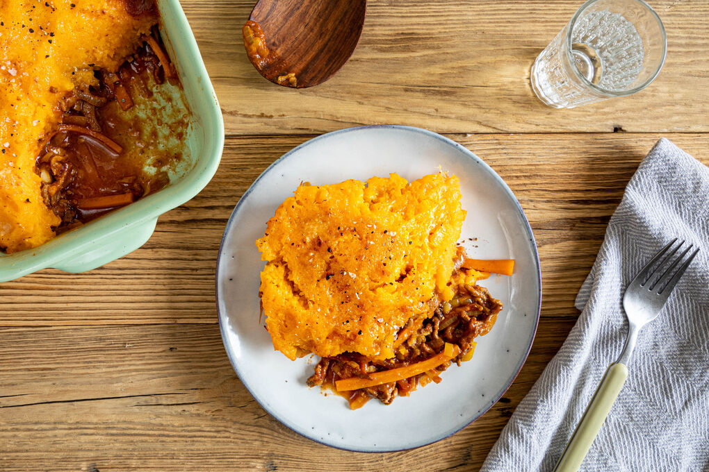 Shepherd’s Pie mit Butternusskürbis und saftiger Hackfleisch-Gemüse-Füllung