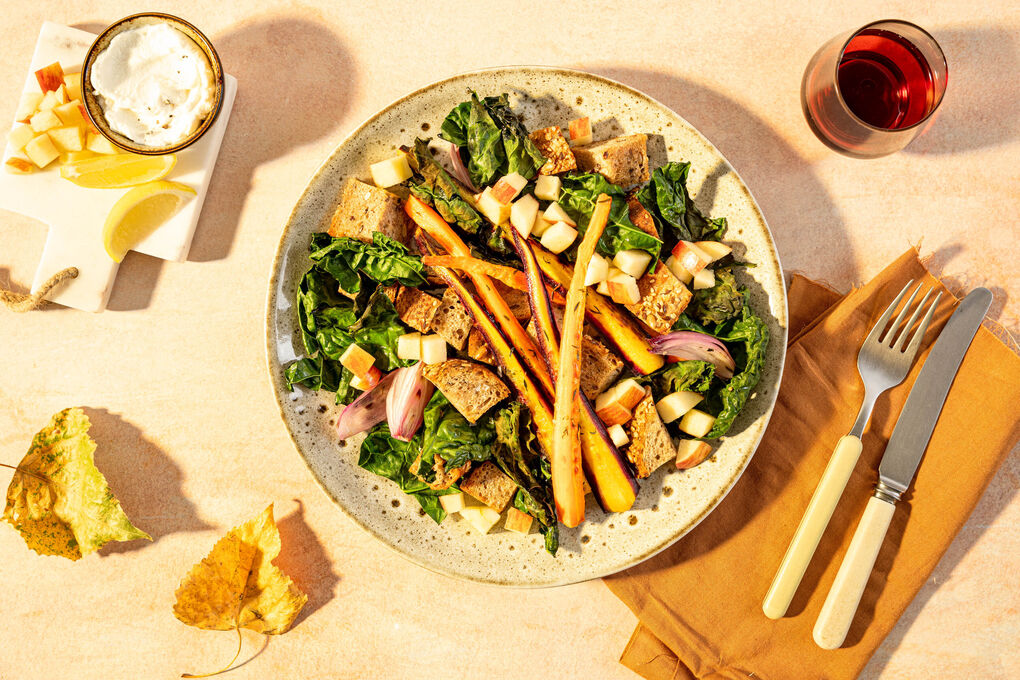 Special: Grünkohl-Panzanella mit Ziegenkäsecreme und Trüffelöl