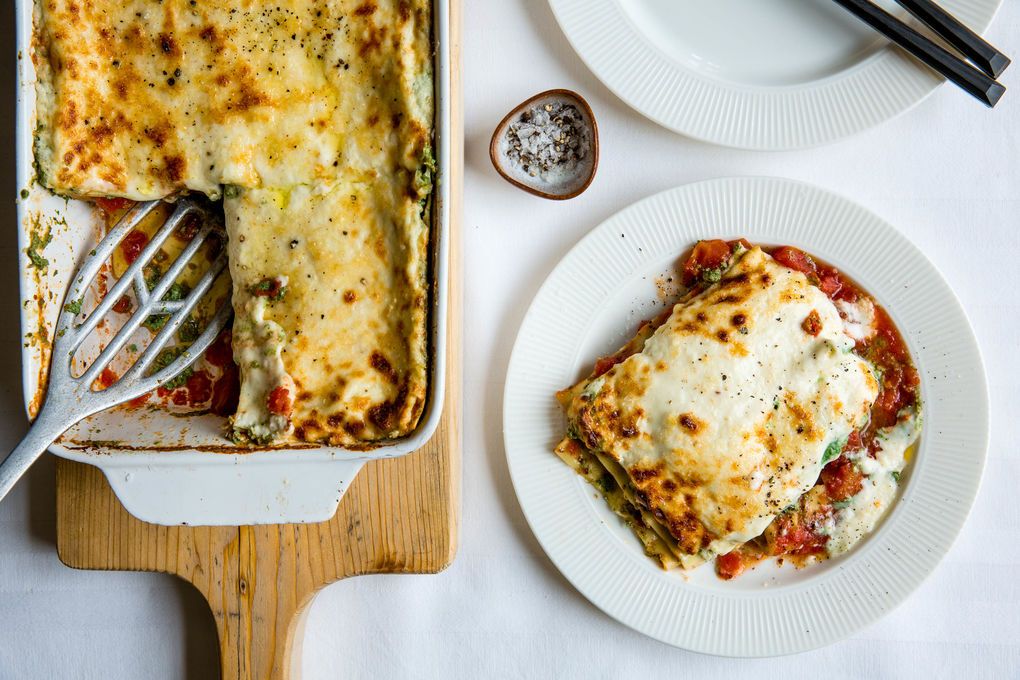 Spinat-Lasagne mit Ricotta und Muskat