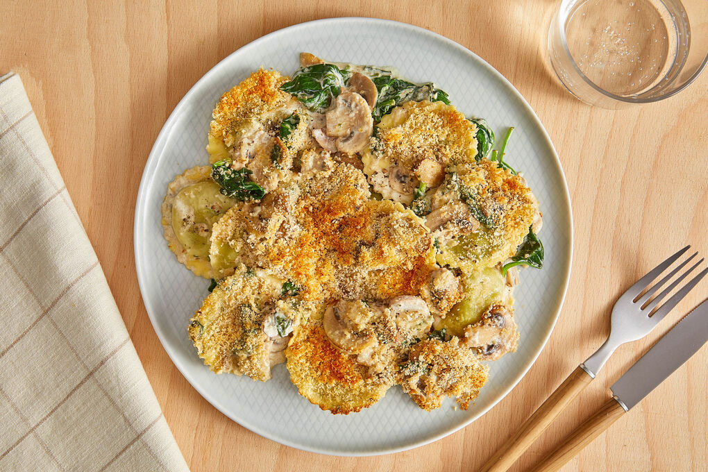 Superfix: Überbackene Ricotta-Girasole mit Champignons und Spinat