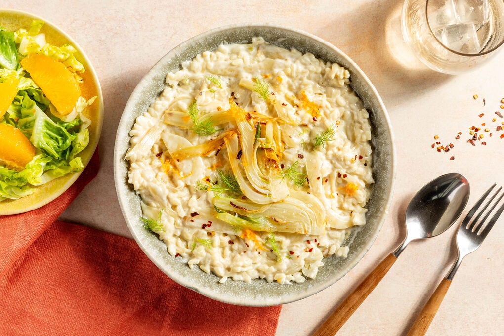 Cremiges Fenchelrisotto dazu fruchtig-feiner Salat mit Orange