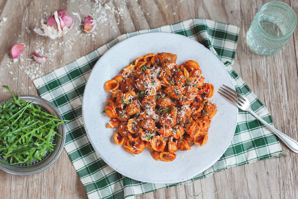 Orecchiette mit Salsiccia- Bolognese und getrockneten Steinpilze
