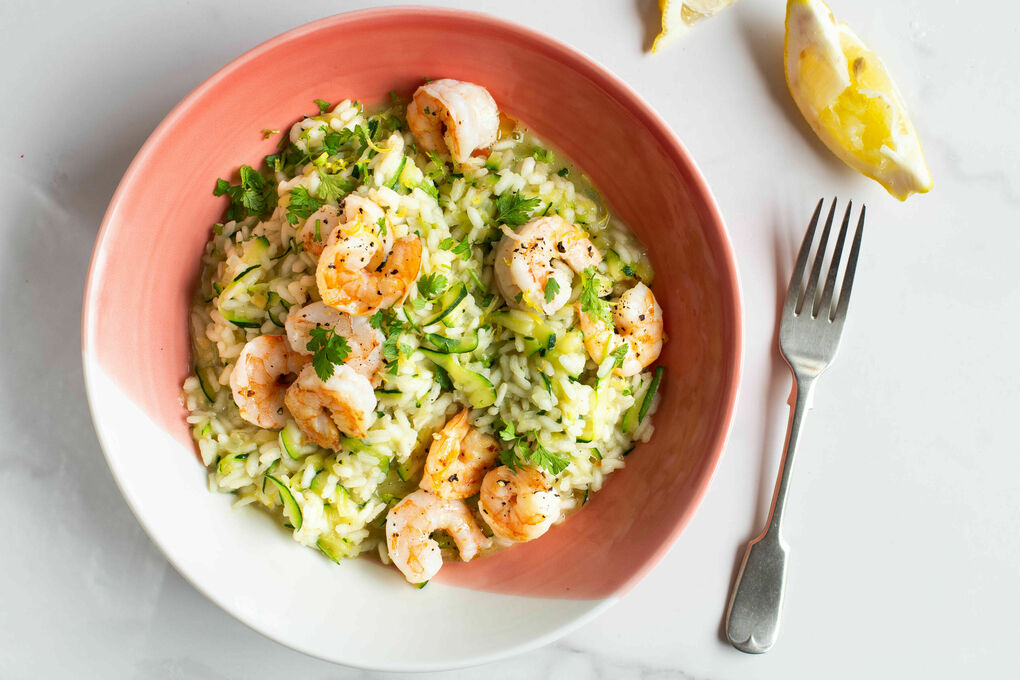 Garnelen-Zucchini-Risotto mit Zitrone und Petersilie