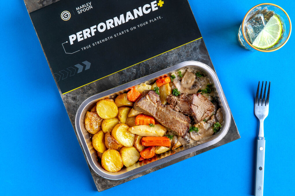 Brisket mit Gemüse und cremiger Pilzsauce