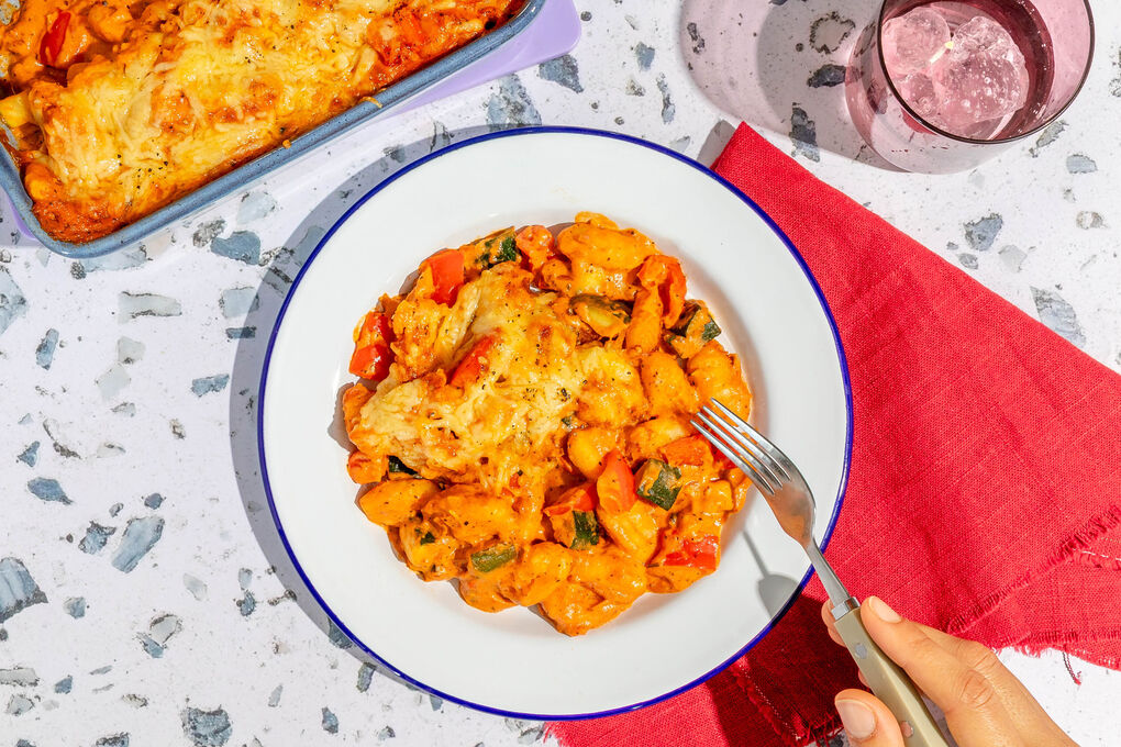 Gratinierte Gnocchi mit Paprika-Zucchini-Gemüse