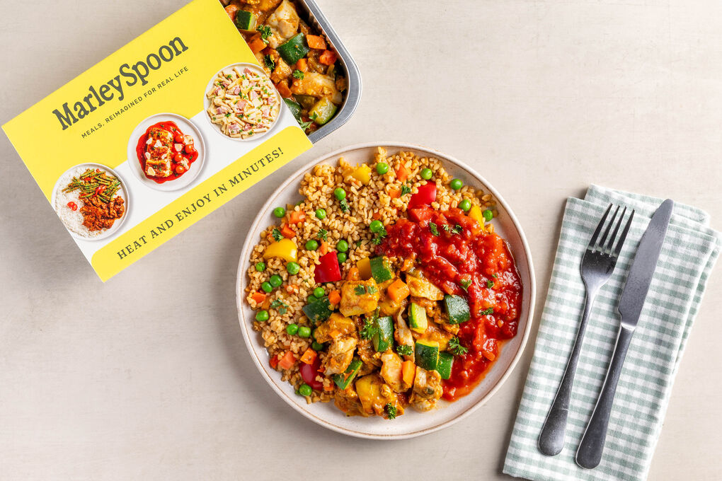 Orientalische Hähnchentajine mit Bulgur und Gemüse