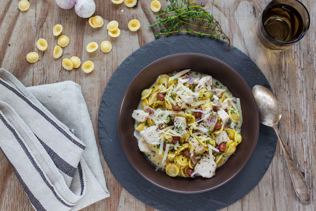 “Pasta e Fagioli” mit Hühnchen, Bohnen und Orecchiette