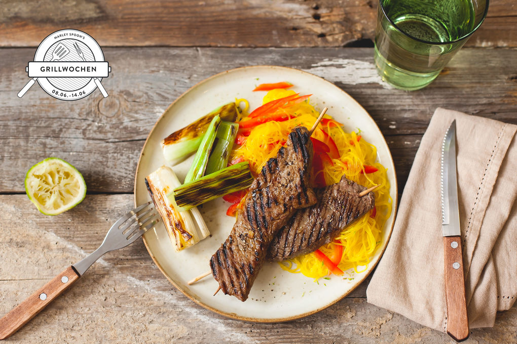 BBQ-Teriyaki mit Schinken, Kartoffeln und Orangen-Butter-Sauce