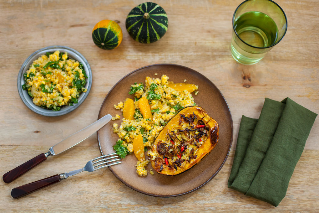 Mardi Gras Kürbis im South American Style mit orangigem Couscous