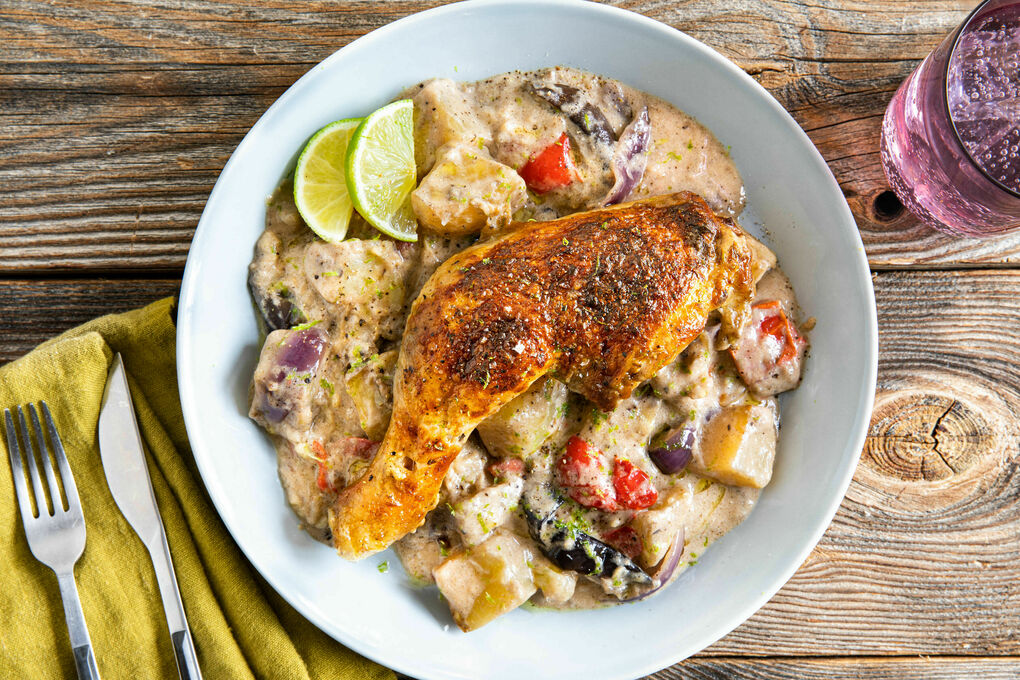 Winterspecial: Massaman-Hähnchenkeule mit Kartoffeln und Aubergine